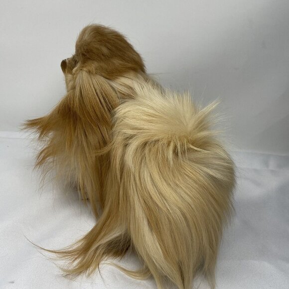 Vintage Pomeranian Dog Figurine 8" Real Fur Handmade OOAK Collectible - Picture 4 of 10